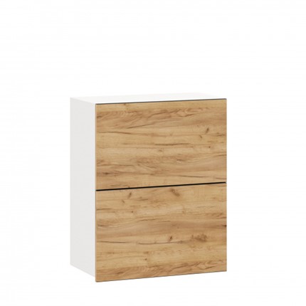 Навесной кухонный шкаф 600 горизонтальный Шервуд, ЛД 281.970.000.134, белый/дуб золотой во Владивостоке - изображение