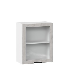 Шкаф навесной 600 со стеклом Джамис ЛД 296.350.000.021, Белый/Белый камень в Артеме