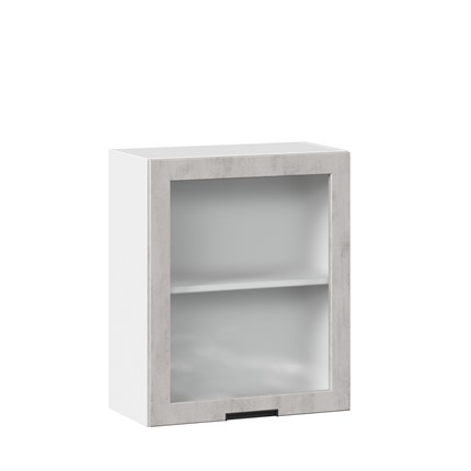 Шкаф навесной 600 со стеклом Джамис ЛД 296.350.000.021, Белый/Белый камень во Владивостоке - изображение