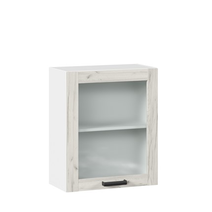 Шкаф кухонный 600 со стеклом Винченца ЛД 234.350.000.031, Белый/Дуб Крафт белый во Владивостоке - изображение