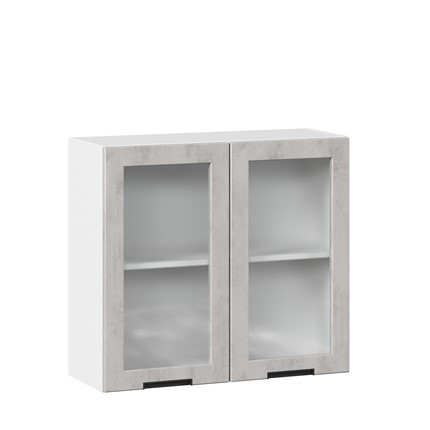 Шкаф кухонный 800 со стеклом Джамис ЛД 296.360.000.023, Белый/Белый камень во Владивостоке - изображение