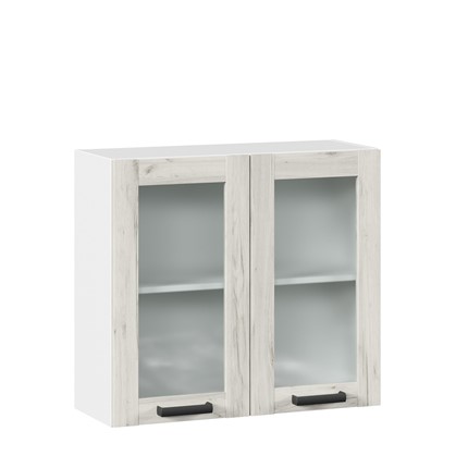 Шкаф на кухню 800 со стеклом Винченца ЛД 234.360.000.033 Белый/Дуб Крафт белый во Владивостоке - изображение