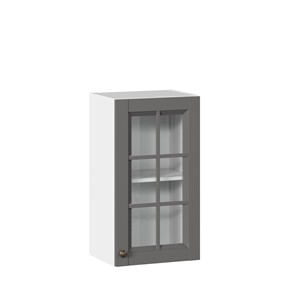 Кухонный шкаф Амели-3 400 со стеклом ЛД 299.320.000.024, Белый/Оникс серый во Владивостоке - предосмотр