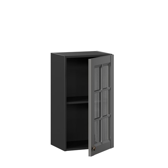 Шкаф кухонный Амели-3 400 со стеклом ЛД 299.320.000.026, Черный/Оникс серый во Владивостоке - изображение 1