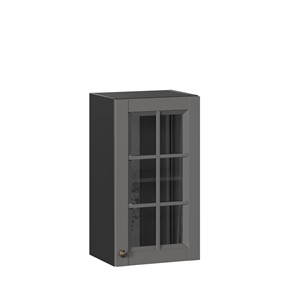 Шкаф кухонный Амели-3 400 со стеклом ЛД 299.320.000.026, Черный/Оникс серый во Владивостоке - предосмотр