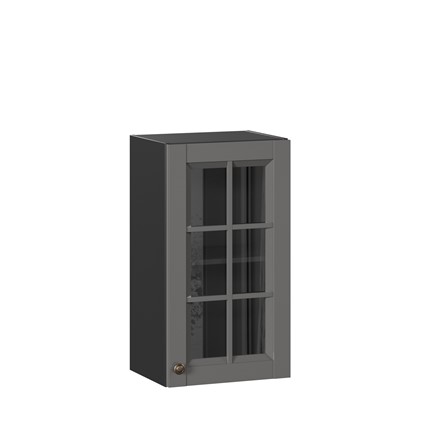 Шкаф кухонный Амели-3 400 со стеклом ЛД 299.320.000.026, Черный/Оникс серый во Владивостоке - изображение