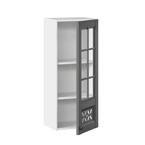 Кухонный шкаф Амели-3 400 высокий со стеклом ЛД 299.420.000.040, Белый/Оникс серый во Владивостоке - предосмотр 1