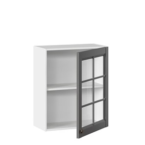 Навесной шкаф Амели-3 600 со стеклом ЛД 299.350.000.030, Белый/Оникс серый во Владивостоке - предосмотр 1