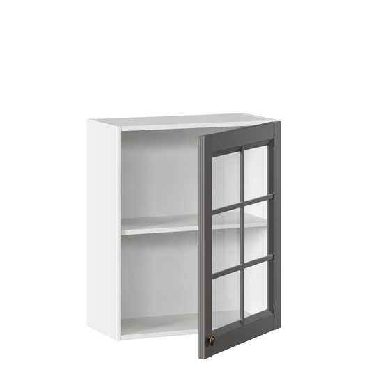 Навесной шкаф Амели-3 600 со стеклом ЛД 299.350.000.030, Белый/Оникс серый во Владивостоке - изображение 1
