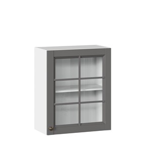 Навесной шкаф Амели-3 600 со стеклом ЛД 299.350.000.030, Белый/Оникс серый в Уссурийске