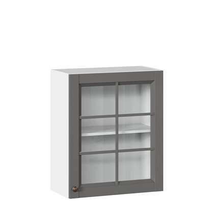 Навесной шкаф Амели-3 600 со стеклом ЛД 299.350.000.030, Белый/Оникс серый во Владивостоке - изображение
