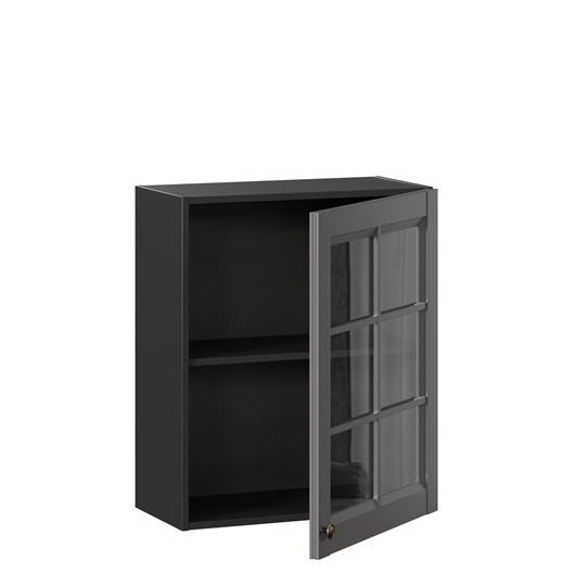 Кухонный шкаф Амели-3 600 со стеклом ЛД 299.350.000.032, Черный/Оникс серый во Владивостоке - изображение 1