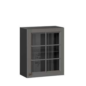 Кухонный шкаф Амели-3 600 со стеклом ЛД 299.350.000.032, Черный/Оникс серый в Уссурийске