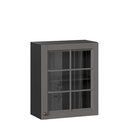 Кухонный шкаф Амели-3 600 со стеклом ЛД 299.350.000.032, Черный/Оникс серый во Владивостоке - изображение