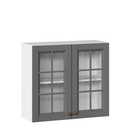 Шкаф кухонный Амели-3 800 со стеклом ЛД 299.360.000.034, Белый/Оникс серый во Владивостоке - изображение
