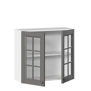 Шкаф кухонный Амели-3 800 со стеклом ЛД 299.360.000.034, Белый/Оникс серый во Владивостоке - предосмотр 1