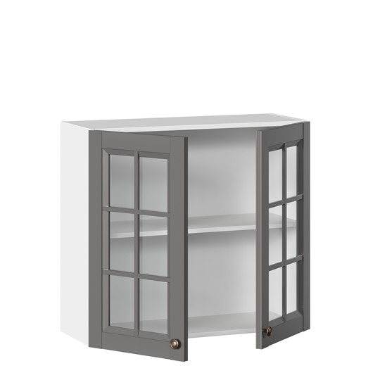 Шкаф кухонный Амели-3 800 со стеклом ЛД 299.360.000.034, Белый/Оникс серый во Владивостоке - изображение 1