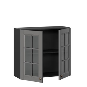 Кухонный шкаф Амели-3 800 со стеклом ЛД 299.360.000.036, Черный/Оникс серый во Владивостоке - предосмотр 1