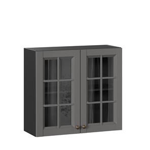 Кухонный шкаф Амели-3 800 со стеклом ЛД 299.360.000.036, Черный/Оникс серый во Владивостоке - предосмотр