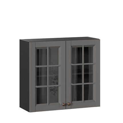 Кухонный шкаф Амели-3 800 со стеклом ЛД 299.360.000.036, Черный/Оникс серый во Владивостоке - изображение