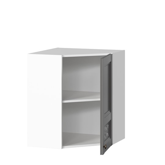 Навесной шкаф Амели-3 угловой 600 ЛД 299.610.000.055, Белый/Оникс серый во Владивостоке - изображение 1