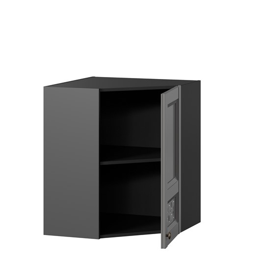Кухонный шкаф Амели-3 угловой 600 ЛД 299.610.000.056, Черный/Оникс серый во Владивостоке - изображение 1