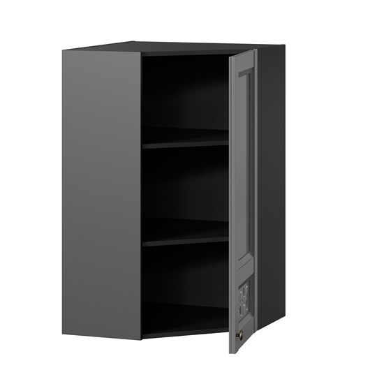 Кухонный шкаф Амели-3 угловой 600 высокий ЛД 299.620.000.058, Черный/Оникс серый во Владивостоке - изображение 1