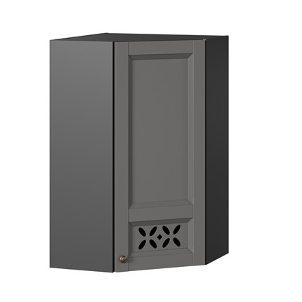 Кухонный шкаф Амели-3 угловой 600 высокий ЛД 299.620.000.058, Черный/Оникс серый во Владивостоке - изображение