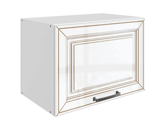 Кухонный шкаф Атланта L500 Н360 (1 дв. гл.) эмаль (белый/белый глянец патина золото) во Владивостоке - изображение