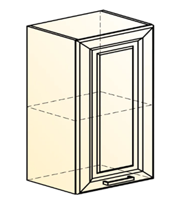 Настенный шкаф Атланта L500 Н720 (1 дв. гл.) эмаль (белый/белый глянец патина золото) в Уссурийске - предосмотр 1