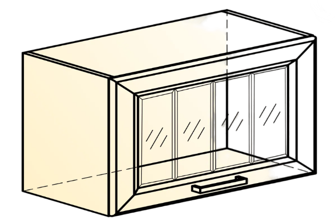 Шкаф настенный Атланта L600 Н360 (1 дв. рам.) эмаль (белый/белый глянец патина золото) в Уссурийске - изображение 1
