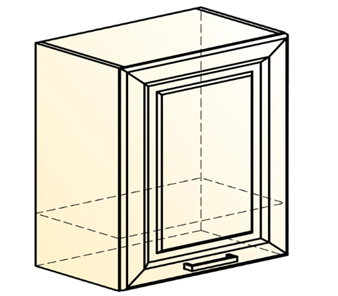 Шкаф кухонный Атланта L600 Н566 (1 дв. гл.) эмаль (белый/белый глянец патина золото) во Владивостоке - предосмотр 1