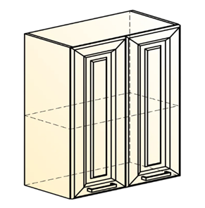 Навесной кухонный шкаф Атланта L600 Н720 (2 дв. гл.) эмаль (белый/белый глянец патина золото) во Владивостоке - предосмотр 1