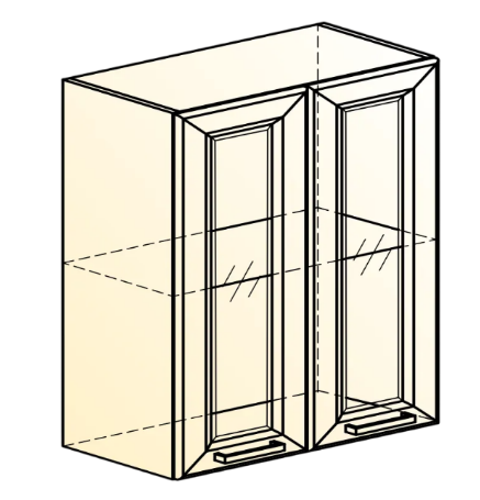 Кухонный навесной шкаф Атланта L600 Н720 (2 дв. рам.) эмаль (белый/белый глянец патина золото) во Владивостоке - изображение 1