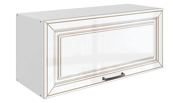 Кухонный шкаф Атланта L800 Н360 (1 дв. гл.) эмаль (белый/белый глянец патина золото) в Находке - изображение