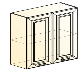 Кухонный шкаф Атланта L800 Н720 (2 дв. гл.) эмаль (белый/белый глянец патина золото) в Находке - предосмотр 1