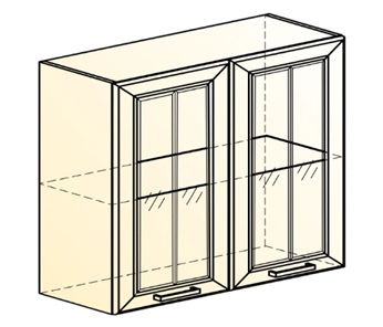 Навесной шкаф Атланта L800 Н720 (2 дв. рам.) эмаль (белый/белый глянец патина золото) в Находке - предосмотр 1
