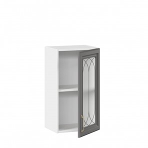 Кухонный шкаф Джелатто 400 со стеклом ЛД 241.320.000.102, Белый/Оникс серый во Владивостоке - предосмотр 1