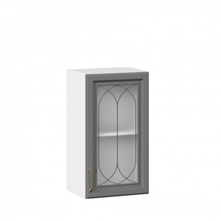 Кухонный шкаф Джелатто 400 со стеклом ЛД 241.320.000.102, Белый/Оникс серый во Владивостоке - изображение