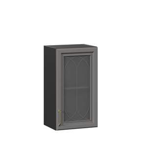 Кухонный шкаф Джелатто 400 со стеклом ЛД 241.320.000.144, Черный/Оникс серый в Артеме
