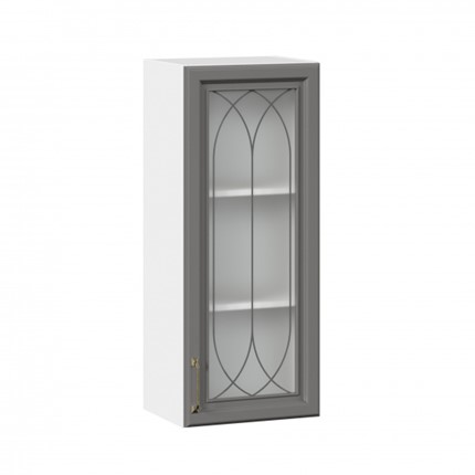 Шкаф кухонный Джелатто 400 высокий со стеклом ЛД 241.420.000.110, Белый/Оникс серый во Владивостоке - изображение