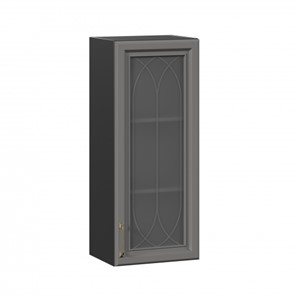 Навесной шкаф Джелатто 400 высокий со стеклом ЛД 241.420.000.152, Черный/Оникс серый в Уссурийске