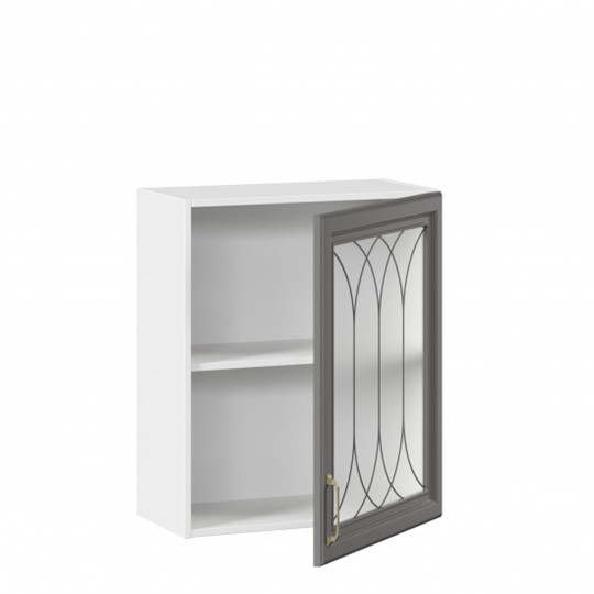 Кухонный шкаф Джелатто 600 со стеклом ЛД 241.350.000.105, Белый/Оникс серый во Владивостоке - изображение 1