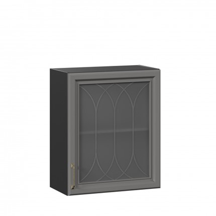 Кухонный шкаф Джелатто 600 со стеклом ЛД 241.350.000.147, Черный/Оникс серый во Владивостоке - изображение