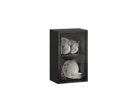 Кухонный шкаф Герда 450 стекло 279.330.000.092 (Чёрный/Чёрный) во Владивостоке - изображение