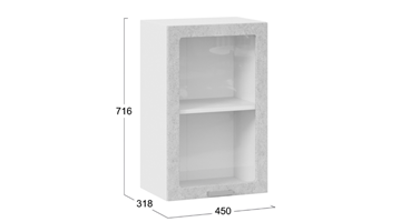 Шкаф кухонный Гранита 1В45С (Белый/Бетон снежный) в Артеме - предосмотр 2