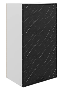 Настенный шкаф Монако L450 Н900 (1 дв. гл.), белый/мрамор блэкберн матовый в Находке