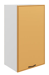 Навесной шкаф Монако L450 Н900 (1 дв. гл.), белый/охра матовый в Находке