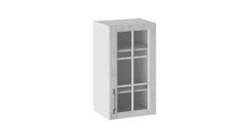 Кухонный навесной шкаф Прованс (Белый глянец/Санторини светлый) со стеклом В_72-40_1ДРс в Артеме