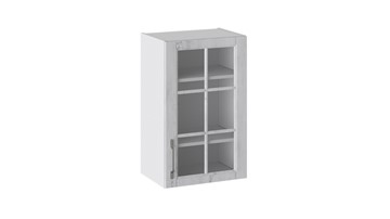 Шкаф на кухню Прованс (Белый глянец/Санторини светлый) со стеклом В_72-45_1ДРс в Артеме